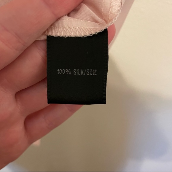 Lafayette 148 New York Silk Pink Sleeveless Blouse Ruffle Collar Bow Button Up - Picture 9 of 11